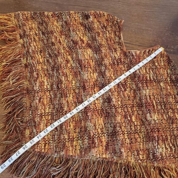 ALFRED DUNNER Petite S - M Sweater Poncho Cape Fringe Autumn Palette - Picture 4 of 14